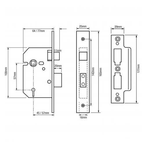 Legge 642/762 Value British Standard 5 Lever Mortice Sashlock - Image 2