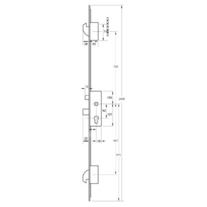 ERA Latch Deadbolt 2 Hooks Split Spindle 44mm Flat White Faceplate Multipoint Door Lock - Image 2