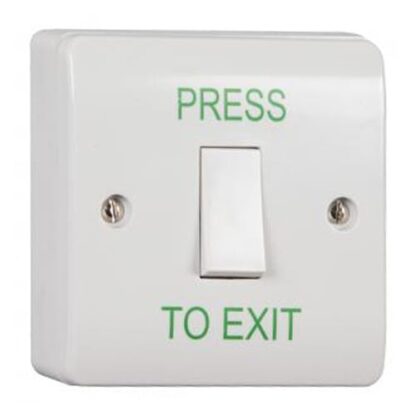 CQR AEB1NR Surface Mounted Plastic Exit Switch - Legend "Press To Exit" - White (LEAD TIME: 2-3 DAYS)