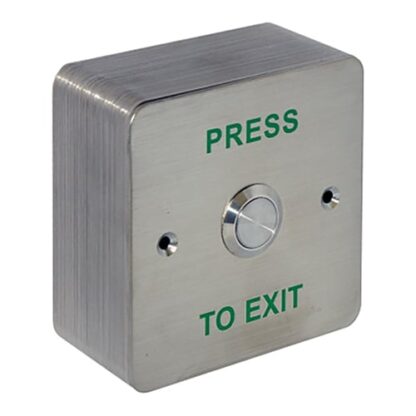 CQR AEB23 Surface Mounted Exit Button Normally Open - Legend "Press To Exit" - Stainless Steel (LEAD TIME: 2-3 DAYS)