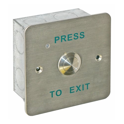 CQR AEB2 Flush Exit Button With 19mm Button NO/NC - Legend "Press To Exit" - Stainless Steel (LEAD TIME: 2-3 DAYS)