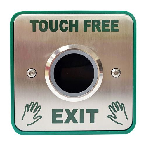 CQR AEB36 Touch Free Exit Button - 12/24V DC - Legend "Touch Free Exit"- Stainless Steel (LEAD TIME: 2-3 DAYS)