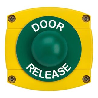 CQR AEB43 IP66 Yellow/Green Surface Box With Momentary Green Dome - Legend "Door Release" (LEAD TIME: 2-3 DAYS)