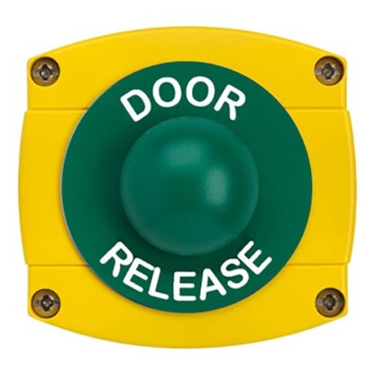 CQR AEB43 IP66 Yellow/Green Surface Box With Momentary Green Dome - Legend "Door Release" (LEAD TIME: 2-3 DAYS)