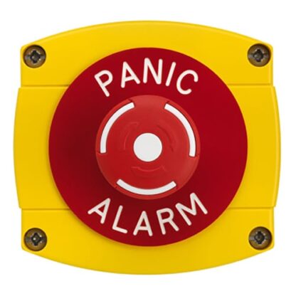 CQR AEB54 IP66 Yellow/Red Surface Box With Red Push On / Twist Off Button - Legend "Panic Alarm" (LEAD TIME: 2-3 DAYS)