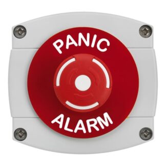 CQR AEB56 IP66 Grey/Red Surface Box With Red Push On / Twist Off Button - Legend "Panic Alarm" (LEAD TIME: 2-3 DAYS)