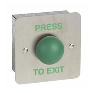CQR AEB6 Flush Request To Exit Green Dome Button - Legend "Press To Exit" - Stainless Steel (LEAD TIME: 2-3 DAYS)