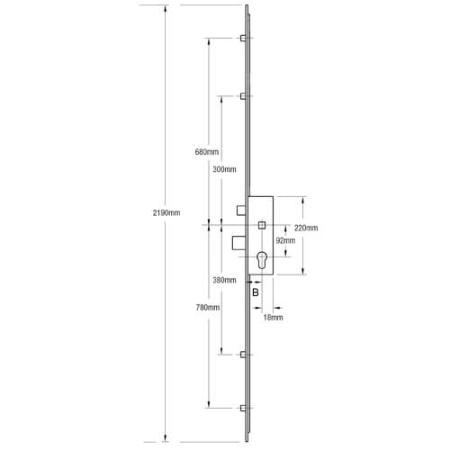 AGB Latch Deadbolt 4 Rollers Lift Lever Multipoint Door Lock - Image 2