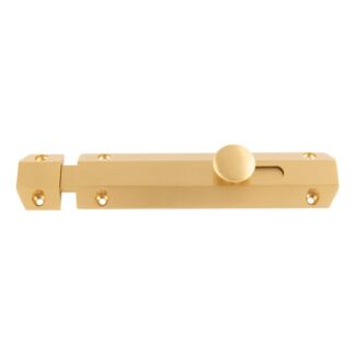 Carlisle Brass AQ82SB 152 x 36mm Surface Bolt c/w Keep Flat & Angled Mortice Keeps - Satin Brass (LEAD TIME: 2-3 DAYS)