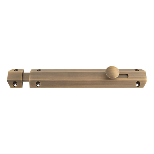 Carlisle Brass AQ83AB 203 x 36mm Surface Bolt c/w Keep Flat & Angled Mortice Keeps - Satin Brass (LEAD TIME: 2-3 DAYS)