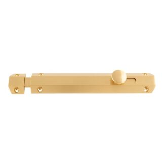 Carlisle Brass AQ83SB 203 x 36mm Surface Bolt c/w Keep Flat & Angled Mortice Keeps - Satin Brass (LEAD TIME: 2-3 DAYS)