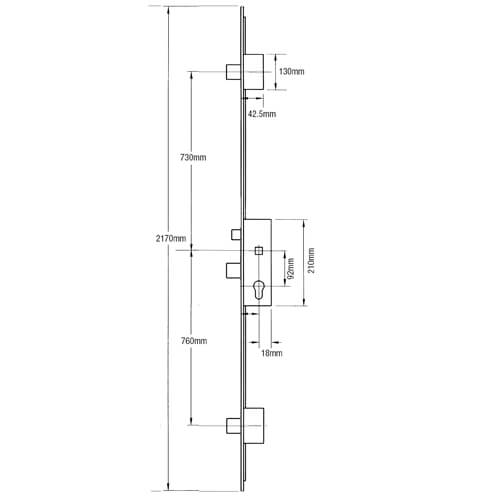 KFV Latch 3 Deadbolts Key Wind Operated Multipoint Door Lock - Image 2
