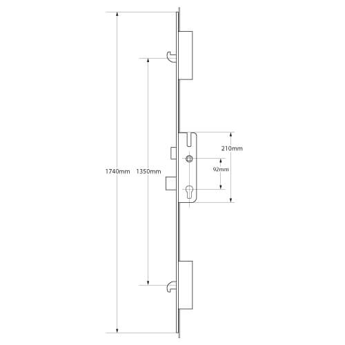 KFV Latch and 2 Hooks Multipoint Door Lock - Image 2