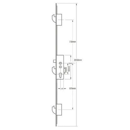 Fix Asgard 7025 Latch 3 Hooks Double Spindle Multipoint Door Lock - Option 2 (top hook to spindle = 730mm) - Image 2