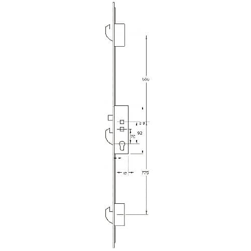 Fix Asgard 7026 Latch 3 Hooks Double Spindle Multipoint Door Lock - Option 3 (top hook to spindle = 565mm) - Image 2