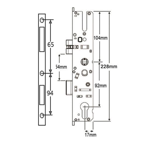 Aubi Latch & Deadbolt Multipoint Gearbox - Lift Lever - Image 2