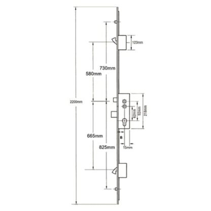 Avocet Latch Deadbolt 2 Hooks 2 Rollers Double Spindle Multipoint Door Lock (top roller to spindle = 730mm)  - Shootbolt Compatible - Image 2
