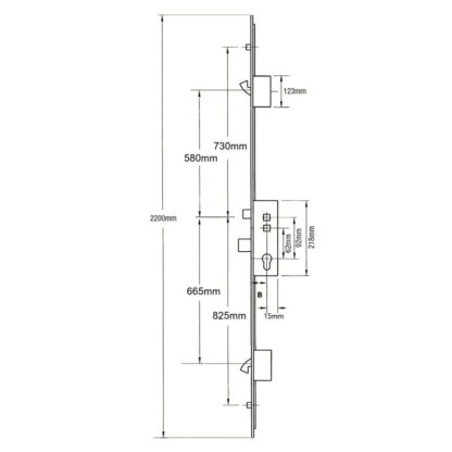 Avocet Latch Deadbolt 2 Hooks 2 Rollers Double Spindle Multipoint Door Lock (top roller to spindle = 730mm)  - Shootbolt Compatible - Image 8