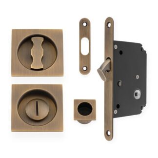 Alexander & Wilks AW111RAB Sliding Door Lock Set Square Roses Radius Forend & Strike (LEAD TIME: 2-3 DAYS)