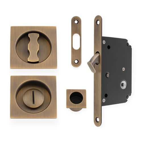 Alexander & Wilks AW111RAB Sliding Door Lock Set Square Roses Radius Forend & Strike (LEAD TIME: 2-3 DAYS)