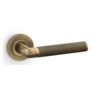 Alexander & Wilks AW210AB Harrier Knurled Lever On Round Rose - Antique Brass (LEAD TIME: 2-3 DAYS)