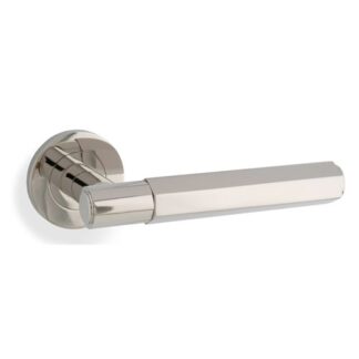 Alexander & Wilks AW224PN Spitfire Hex Lever On Round Rose - Polished Nickel (LEAD TIME: 2-3 DAYS)