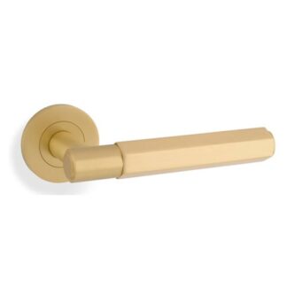 Alexander & Wilks AW224SB Spitfire Hex Lever On Round Rose - Satin Brass (LEAD TIME: 2-3 DAYS)