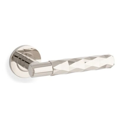 Alexander & Wilks AW226PNPVD Spitfire Lever Diamond Cut On 50 x 6mm Rose - Polished Nickel PVD (LEAD TIME: 2-3 DAYS)