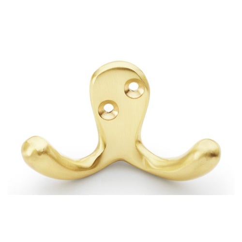 Alexander & Wilks AW773SB Victorian Double Robe Hook - Satin Brass (LEAD TIME: 2-3 DAYS)