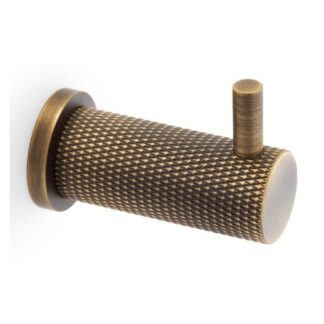 Alexander & Wilks AW775AB Brunel Knurled Coat Hook - Antique Brass (LEAD TIME: 2-3 DAYS)