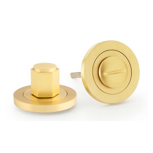 Alexander & Wilks AW794SB Hex Thumbturn and Release - Satin Brass (LEAD TIME: 2-3 DAYS)