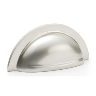 Alexander & Wilks AW903SN Bardom Ridged Cabinet Cup Pull - Satin Nickel (LEAD TIME: 2-3 DAYS)