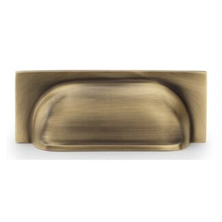 Alexander & Wilks AW905AB Quantock Cup Pull Handle - Antique Brass Centres 96mm (LEAD TIME: 2-3 DAYS)