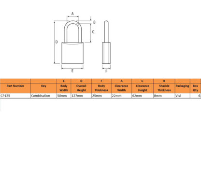 Squire CP50 50mm Extra Long Shackle Combination Padlock - Image 2