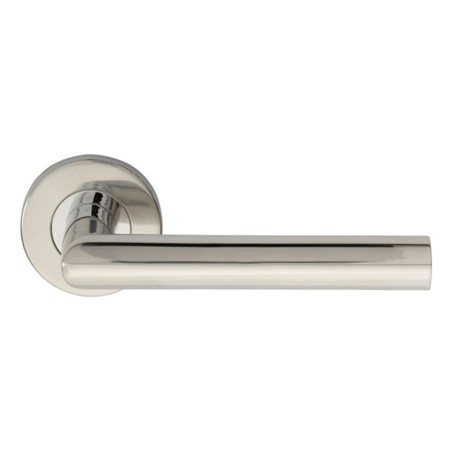Eurospec CSL1192BSS Mitred Round Bar Lever On Sprung Rose (LEAD TIME: 2-3 DAYS)