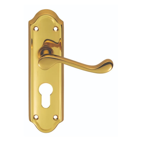 Carlisle Brass DL17Y Ashtead Lever On Euro Lock Backplate (LEAD TIME: 2-3 DAYS)