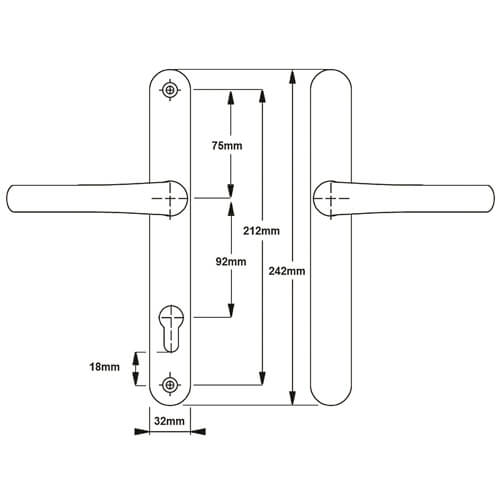 Fab & Fix Balmoral Blank Lever Lever UPVC Multipoint Door Handles -  92mm PZ Sprung 212mm Screw Centres - Image 6