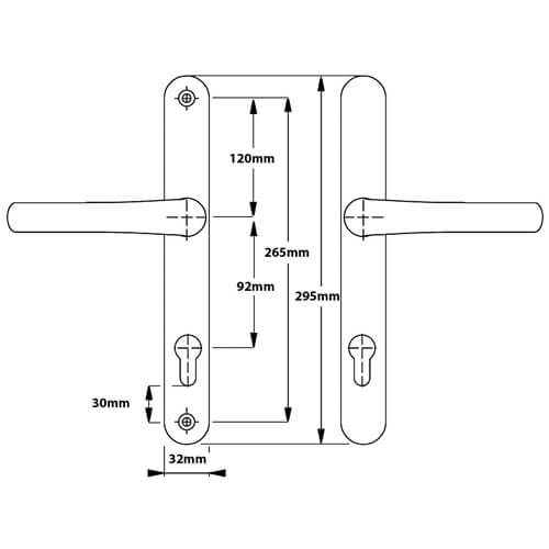Fab & Fix Universal Lever Lever UPVC Multipoint Door Handles -  92mm PZ Sprung 265mm Screw Centres - Image 4