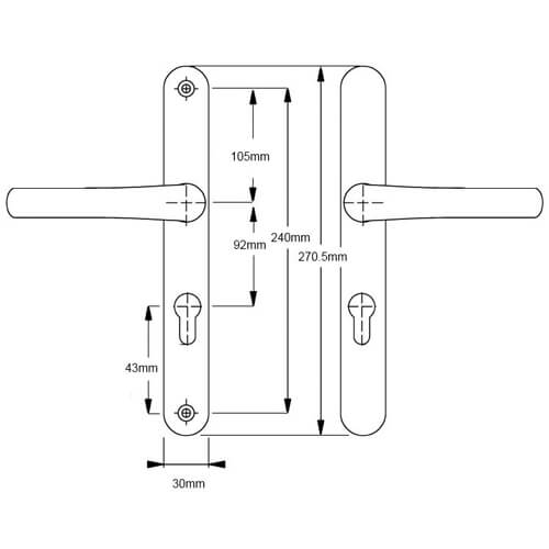 Easyfit Lever Lever UPVC Multipoint Door Handles -  92mm PZ Unsprung 240mm Screw Centres - Image 2
