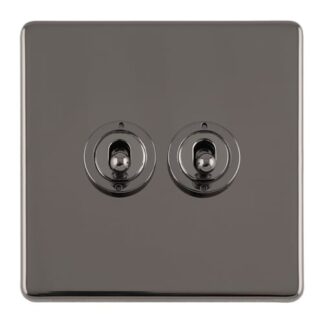 Eurolite ECBNT2SW 2 GANG 10AMP 2WAY TOGGLE SWITCH BLACK NICKEL PLATE (LEAD TIME: 2-3 DAYS)
