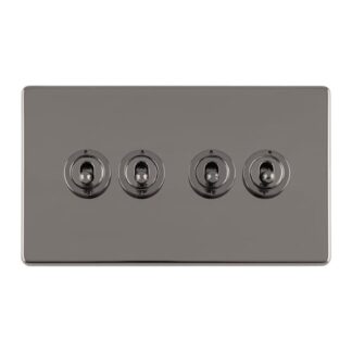 Eurolite ECBNT4SW 4 GANG 10AMP 2WAY TOGGLE SWITCH BLACK NICKEL PLATE (LEAD TIME: 2-3 DAYS)