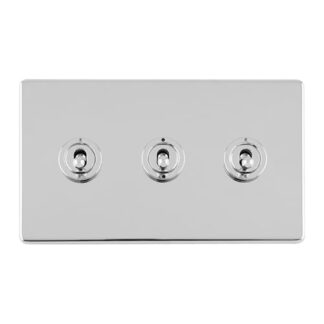 Eurolite ECPCT3SW 3 GANG 10AMP 2WAY TOGGLE SWITCH POLISHED CHROME PLATE (LEAD TIME: 2-3 DAYS)