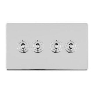 Eurolite ECPCT4SW 4 GANG 10AMP 2WAY TOGGLE SWITCH POLISHED CHROME PLATE (LEAD TIME: 2-3 DAYS)