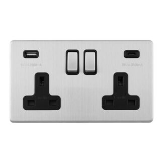 Eurolite ECSS2USBCB Concealed 3mm 2-Gang USBC Socket (LEAD TIME: 2-3 DAYS)