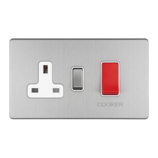 Eurolite ECSS45ASWASW 45Amp DP Cooker Switch with 13Amp Socket (LEAD TIME: 2-3 DAYS)