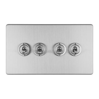Eurolite ECSST4SW 4-Gang 10Amp 2-Way Toggle Switch Satin Stainless Plate (LEAD TIME: 2-3 DAYS)