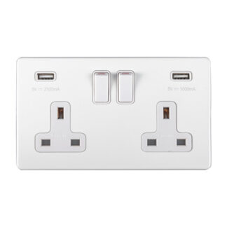 Eurolite ECW2USBW 2-Gang USB Socket (LEAD TIME: 2-3 DAYS)