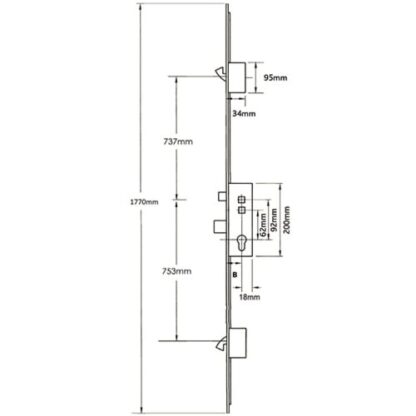 Roto Elite Latch Deadbolt 2 Hooks Double Spindle Multipoint Door Lock - Image 2