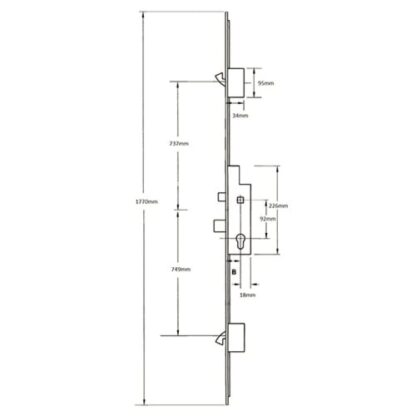 Roto Elite Latch Deadbolt 2 Hooks Key Wind Multipoint Door Lock - Image 2