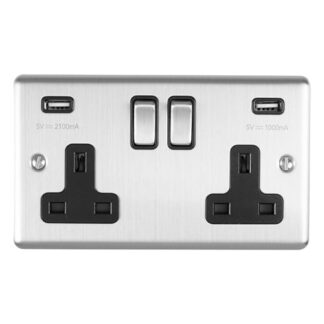 Eurolite EN2USBSSB 2-Gang USB Socket (LEAD TIME: 2-3 DAYS)